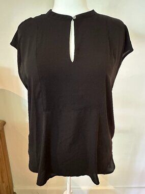 Share J. Crew 365 Women's Drapey Cap-Sleeve Blouse Shirt - Black - XL Tall